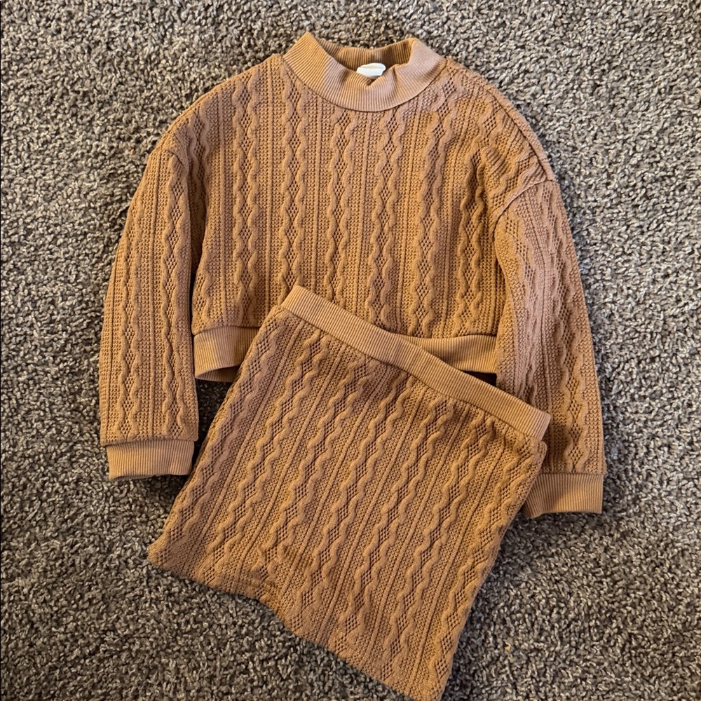 Knitted sweater skirt outfit